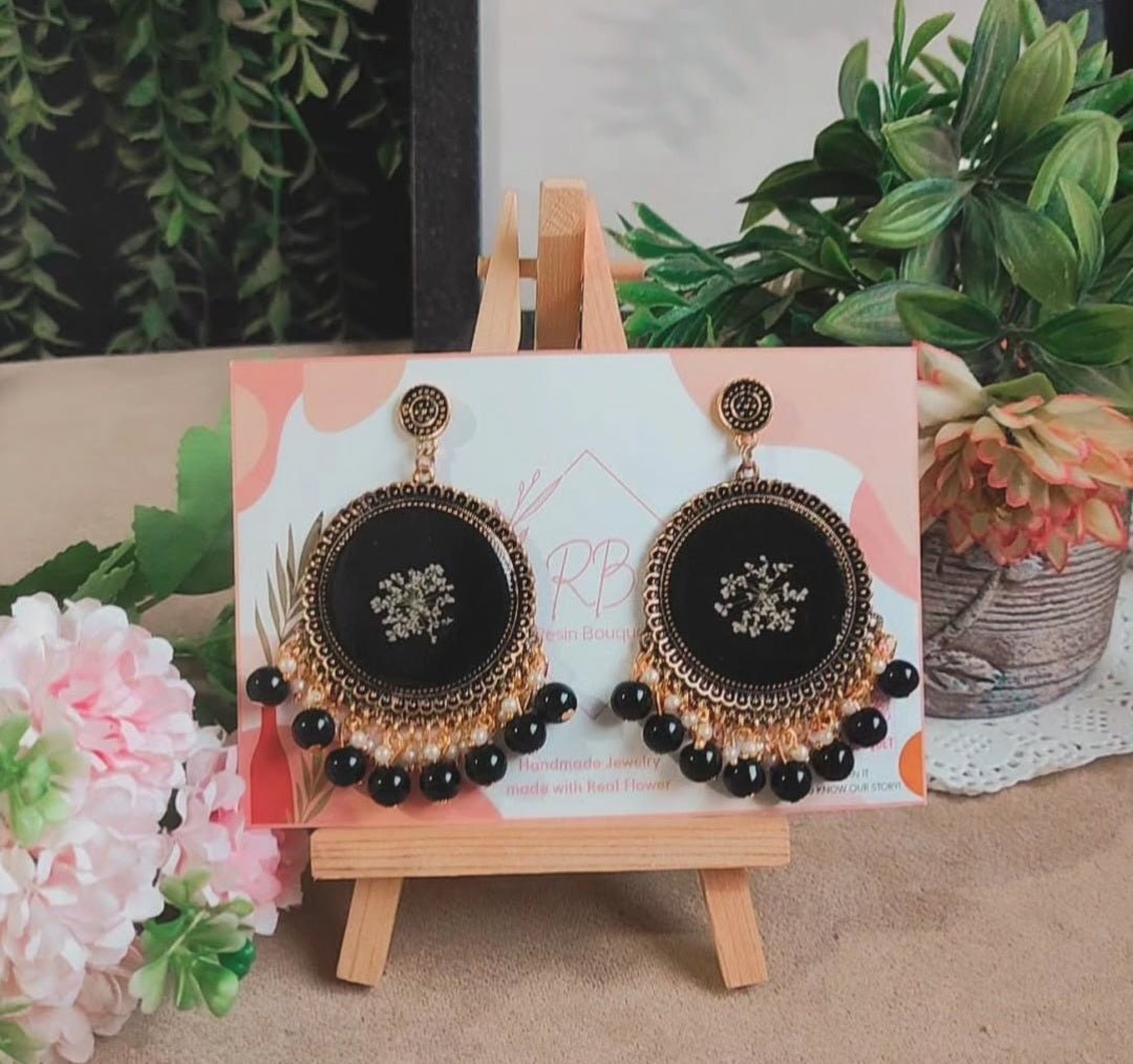 "Anne's Lace Jhumka - Resin Bouquet"